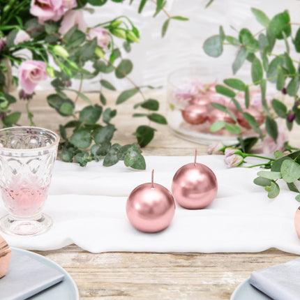 Candele Globo Oro Rosa Metallizzato 6cm 10pz