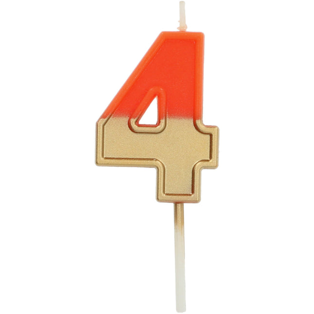 Candela 4 anni Retro Arancione 5cm