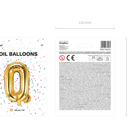Palloncino in foil Lettera Q Oro Vuoto 35cm