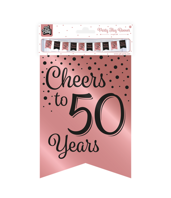 Striscione 50 anni rosa nero 6m
