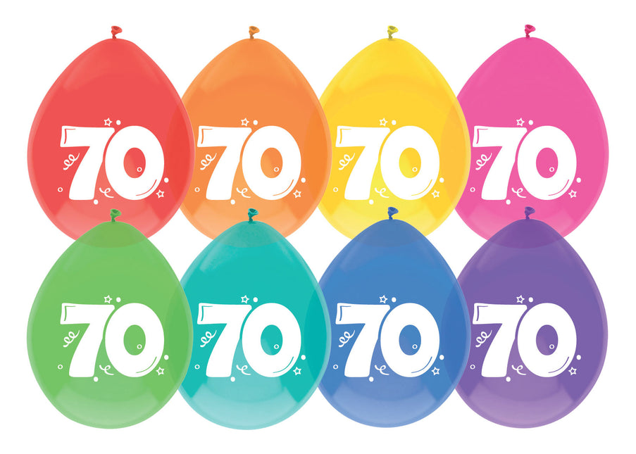 Palloncini 70 anni colorati 30cm 8pz
