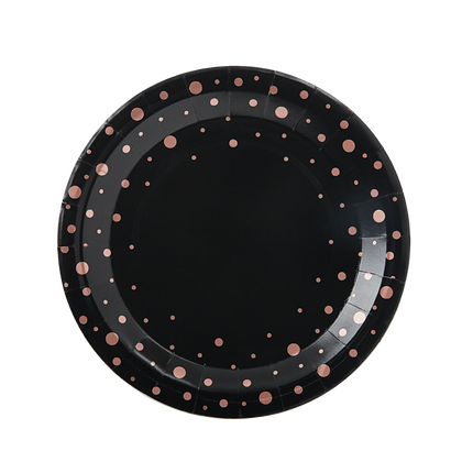 Piatti rosa a pois neri 20cm 8pz