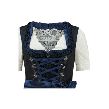 Abito Dirndl blu scuro Oktoberfest Donna 2 Pezzi
