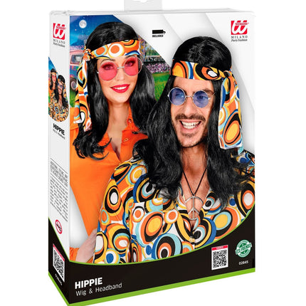 Parrucca Disco 70S nera con fascia