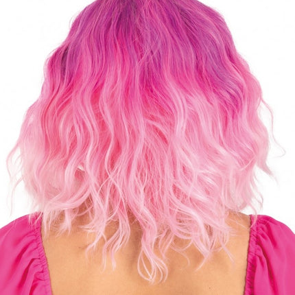 Parrucca Alicia mezza lunga con onde rosa e bianche