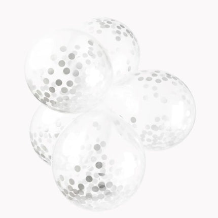 Palloncini a coriandoli argento 12cm 6pz