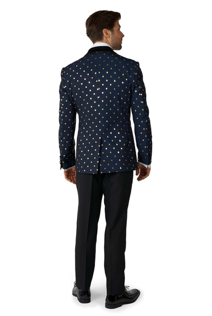 Smoking da uomo a pois blu scuro e oro <tc>OppoSuits</tc>