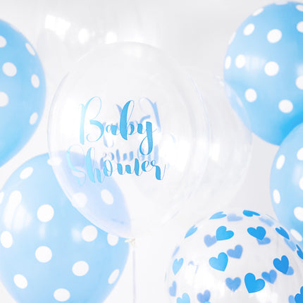 Palloncini azzurri a pois bianchi 30 cm 6 pezzi