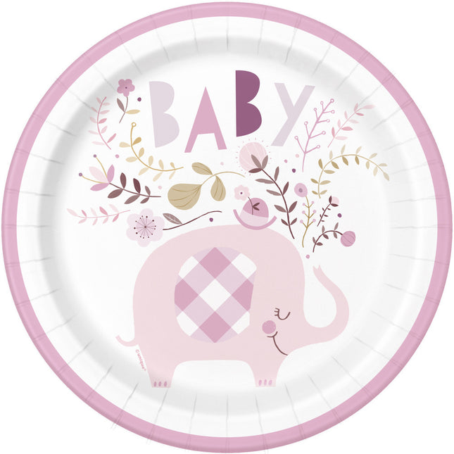 Piatti Baby Elefante Fiori 23cm 8pz
