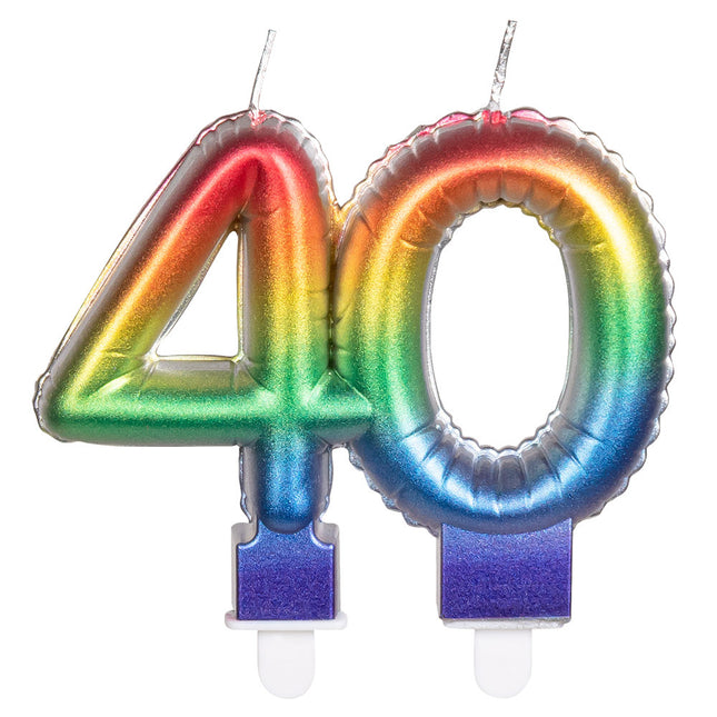 Candela arcobaleno 40 anni 8 cm