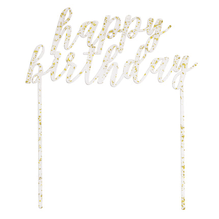 Cake topper dorato di buon compleanno