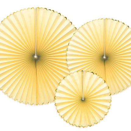 Ventagli di carta oro giallo chiaro Set 23-40cm 3 pezzi