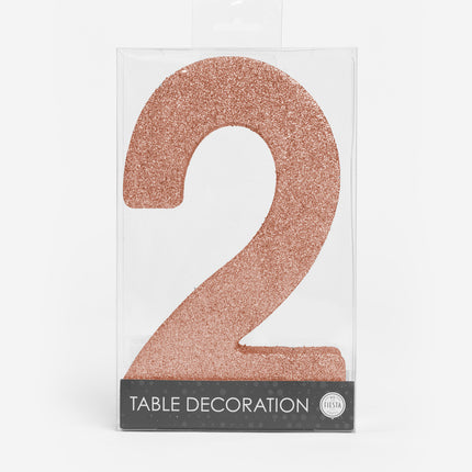Decorazione da tavolo oro rosa Figura 2 Glitter 20,5 cm