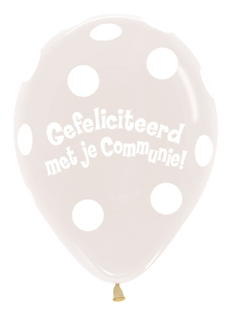 Palloncini comunione a pois trasparenti 30cm 25pz