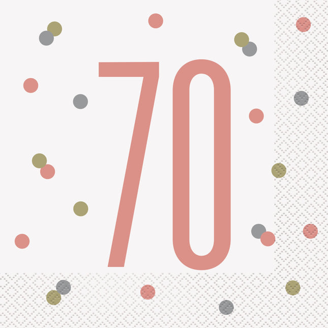Tovaglioli 70 Anni Oro Rosa 33cm16pz
