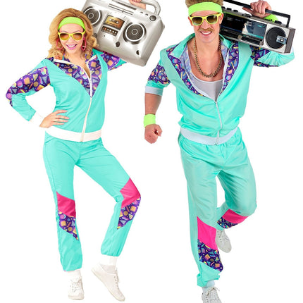 Neon 80S Tuta da ginnastica difettosa Azzurro