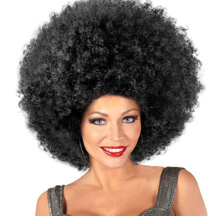 Parrucca nera afro maxi