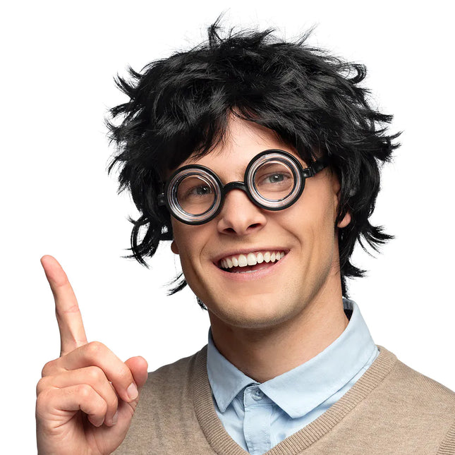 Parrucca nera da nerd