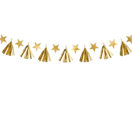 Ghirlanda di nappe a stella oro 1,3 m