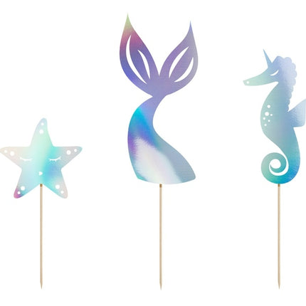 Set di cake topper a forma di sirena 3 pezzi