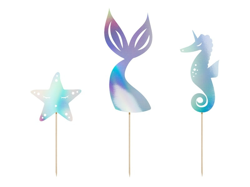 Set di cake topper a forma di sirena 3 pezzi