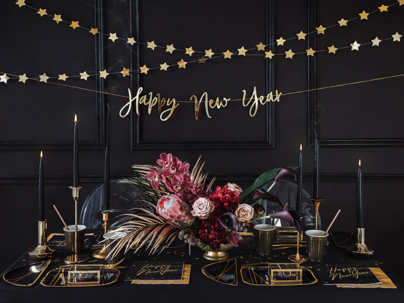 Tovaglioli Happy New Year Nero 33cm 20pz