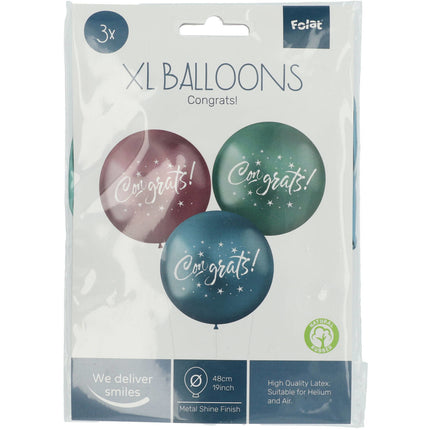Palloncini Congratulazioni Viola Verde Blu 48cm 3 pezzi