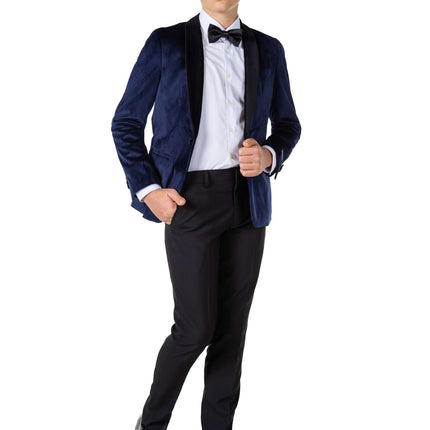 Blazer in velluto blu scuro da ragazzo <tc>OppoSuits</tc>