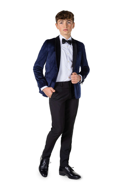 Blazer in velluto blu scuro da ragazzo <tc>OppoSuits</tc>