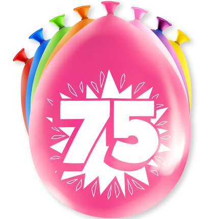 Palloncini 75 anni Hurrah 30cm 8 pezzi