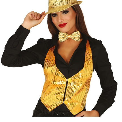 Gilet glitterato oro