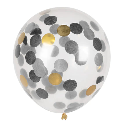 Palloncini coriandoli nero oro argento 5pz