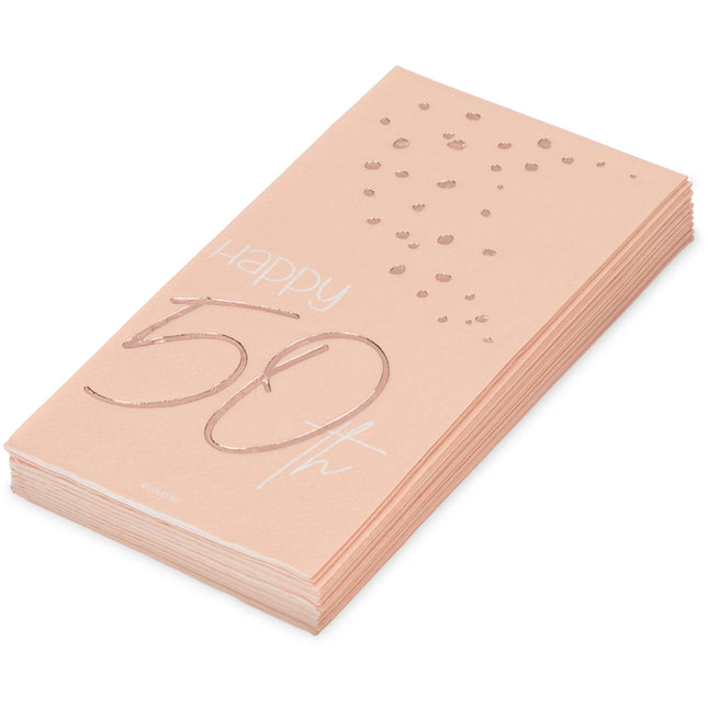 Tovaglioli 50 anni oro rosa 33cm 10pz