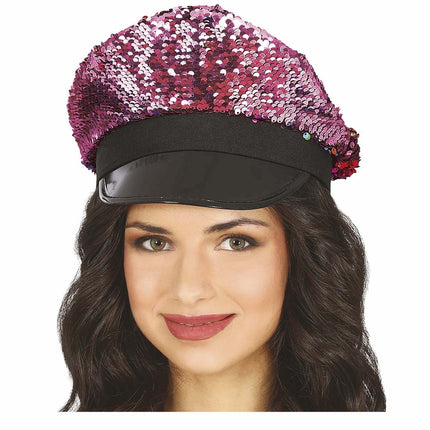 Cappello rosa con paillettes