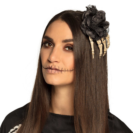 Accessorio per capelli di Halloween Mano di scheletro