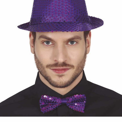 Fiocco viola con paillettes 12 cm