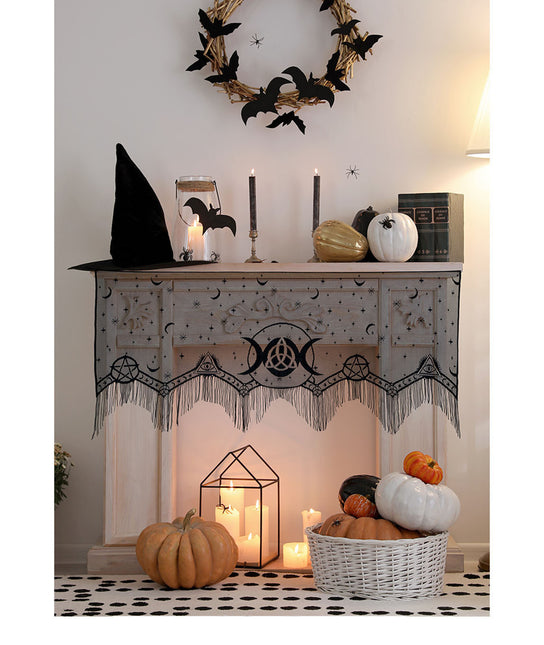 Tenda di Halloween con frange grigie 1,55 m