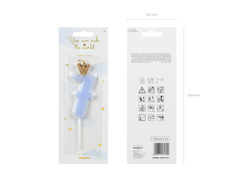 Candela 7 anni Azzurro 9,5 cm