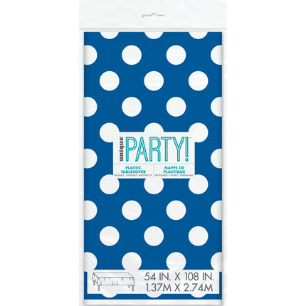 Tovaglia blu a pois bianchi 2,74m
