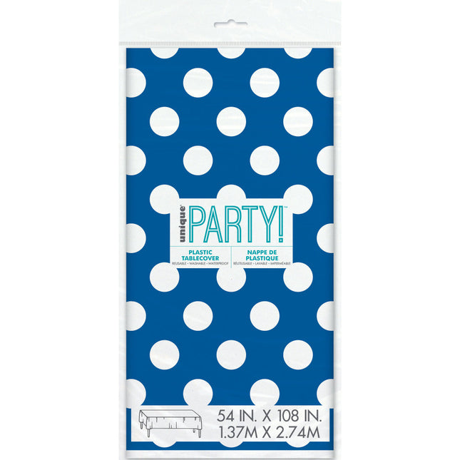 Tovaglia blu a pois bianchi 2,74m