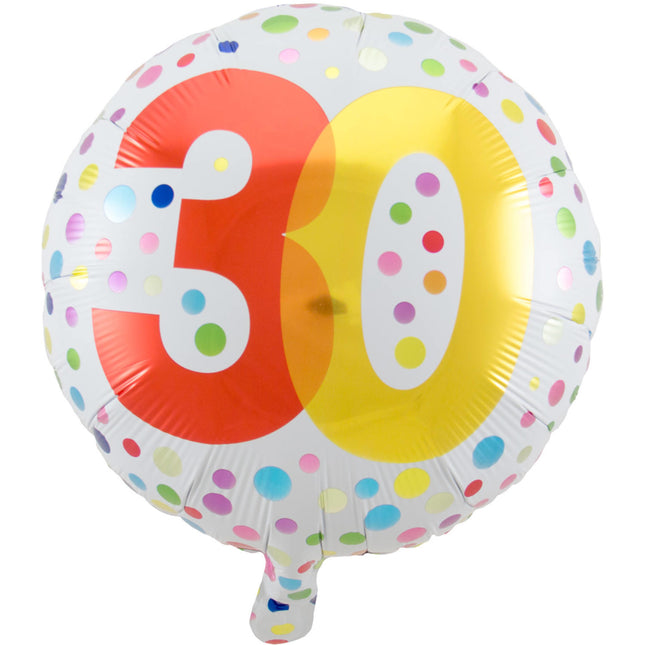 Palloncino ad elio 30 anni a pois 45 cm vuoto