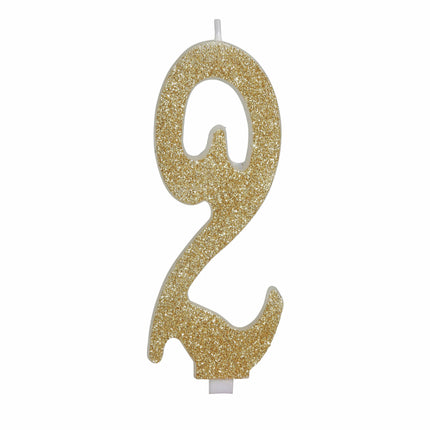 Candela Dorata 2 Anni Glitter 12,5 cm