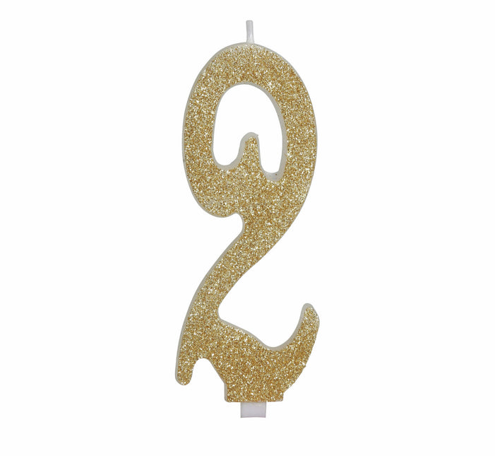 Candela Dorata 2 Anni Glitter 12,5 cm