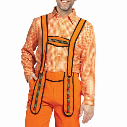 Lederhosen arancione da uomo Johann Lang