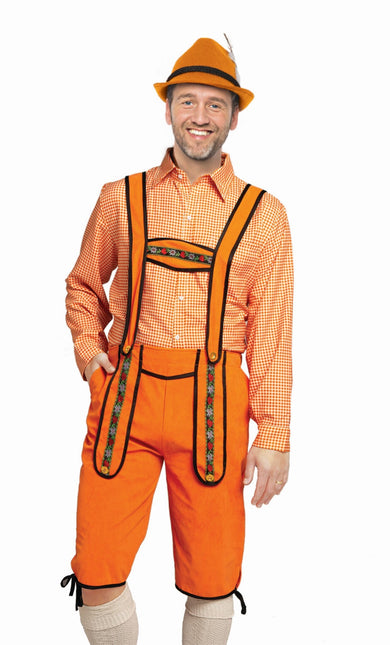 Lederhosen arancione da uomo Johann Lang