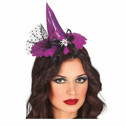 Cappello da strega con cerchietto viola