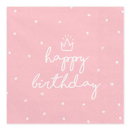 Tovaglioli Buon Compleanno Rosa 33cm 20pz