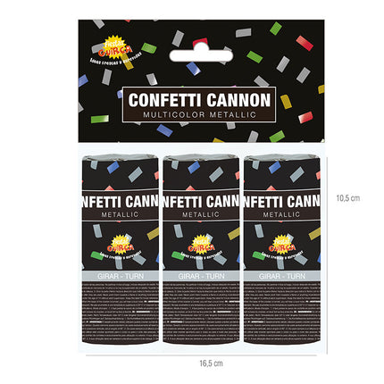 Cannone Conffeti Multicolore 10,5 cm 3 pezzi