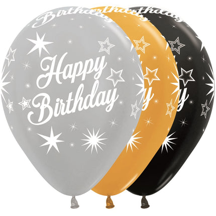 Palloncini Happy Birthday Sparkle Elegant Mix 30cm 25pz