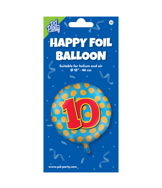 Palloncino ad elio 10 anni colorato vuoto 46 cm